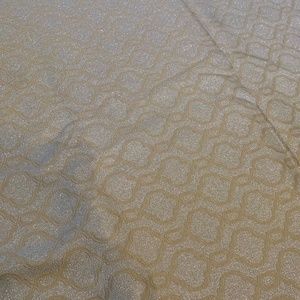 Fancy drapery fabric. Width is 150”. Length is 6 yds